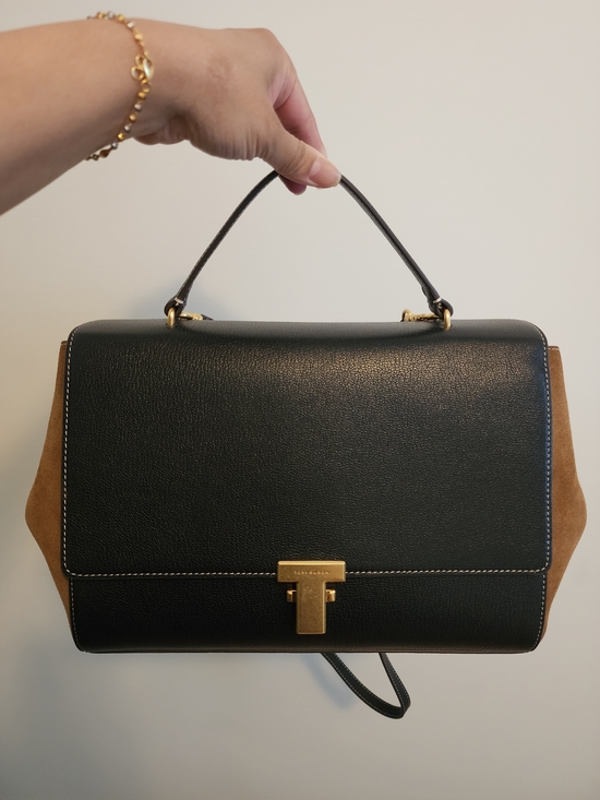 Tory Burch Handbags - Tory Burtch Black and Brown Leather Suede Top-Handle Bag - Never Used